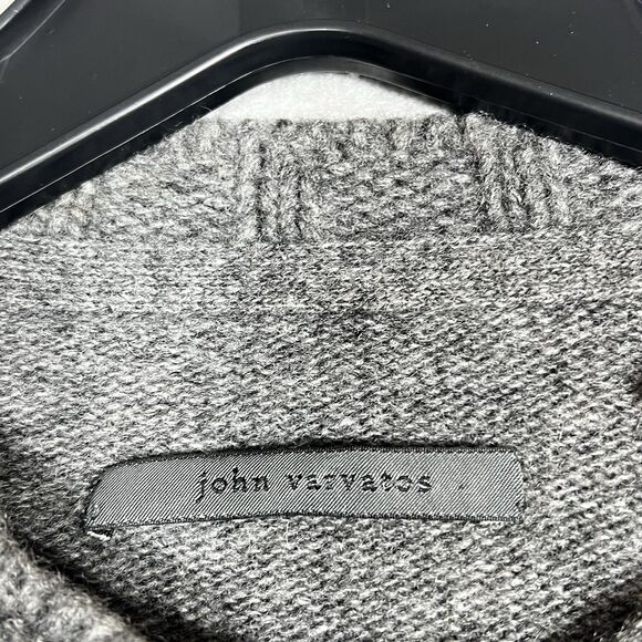 John Varvatos Sweater Mens Large Gray Wool Cashmere Blend Pullover Italy Made - Picture 9 of 12